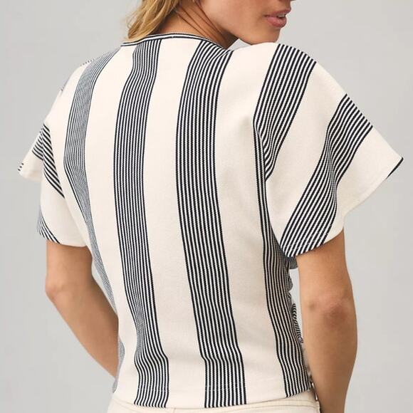 Bishop + Young Navy Striped Twist Front Top Sz S NWT - Picture 12 of 14